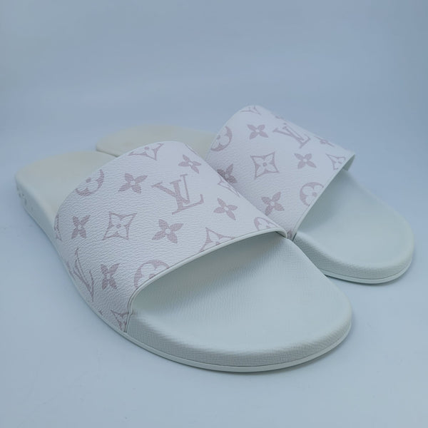 Louis Vuitton White Monogram Canvas Slide Sandals Size 40.5