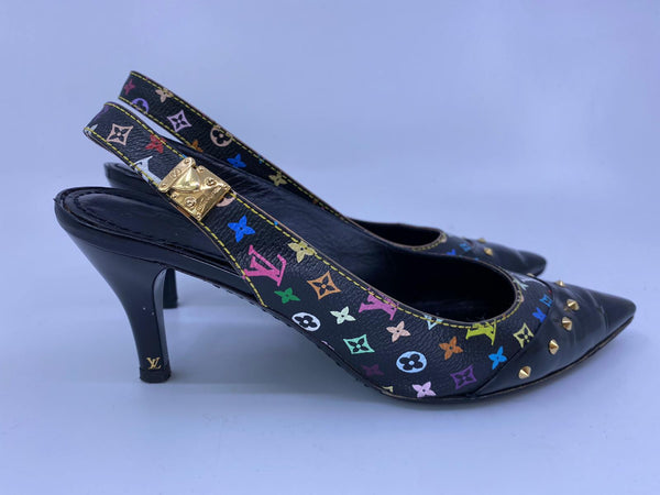 Louis Vuitton Women's Black Multicolore Monogram Slingback Heels – Luxuria  & Co.