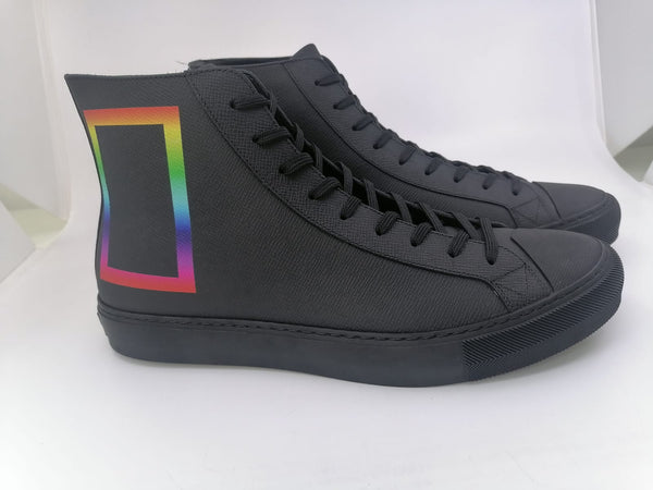 Louis Vuitton Men's Tattoo High-Top Sneakers Rainbow Taiga Leather Black  186399133
