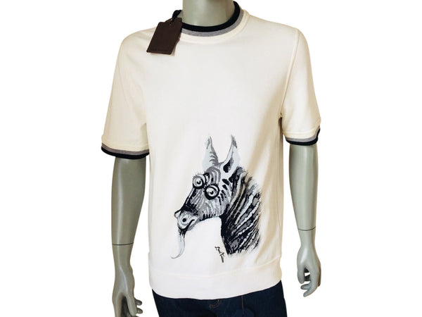 LOUIS VUITTON Chapman Horse Zebra Short Sleeve T-shirt Cotton Navy