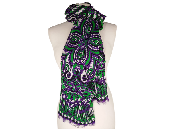 Louis Vuitton Women's Green Purple Monogram Flower Scarf M78719