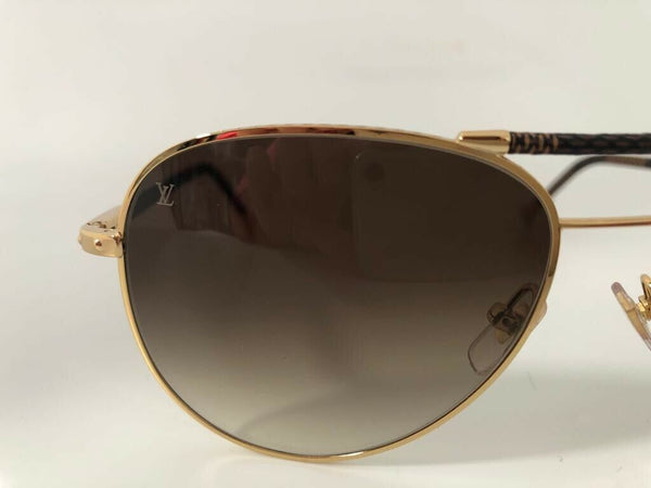 Louis Vuitton Gold/Brown Gradient Z0202U Damier Ebene Conspiration Pilote  Aviator Sunglasses