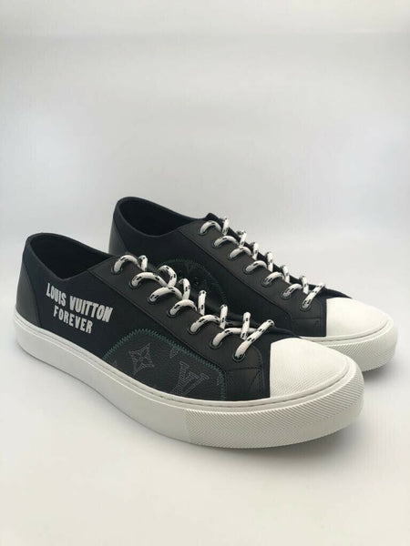 Louis Vuitton Navy Blue Canvas And Leather LV Forever Tattoo Sneakers Size  41.5 Louis Vuitton