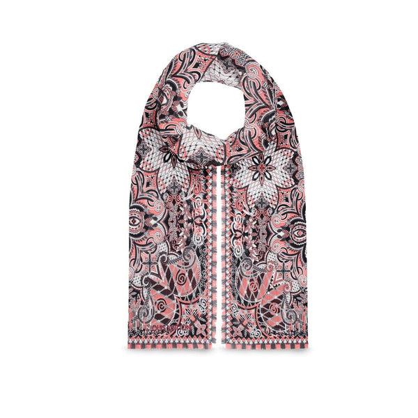 Authentic Louis Vuitton Monogram Flower Pattern Stole Scarf Silk Pink K1275