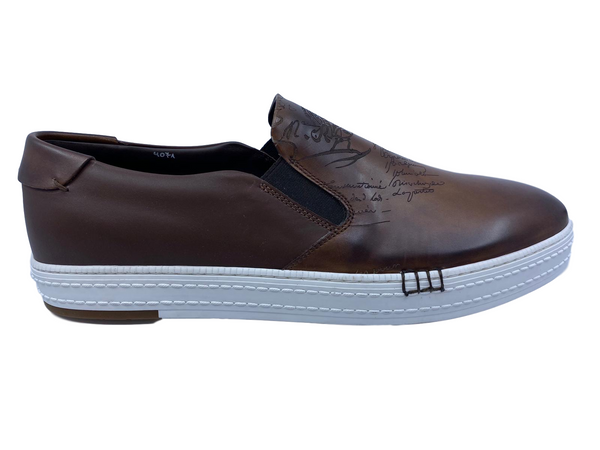 BERLUTI★Playtime Scritto Leather Slip-On Playtime Scritto leather slip-on sneakers in black - Berluti