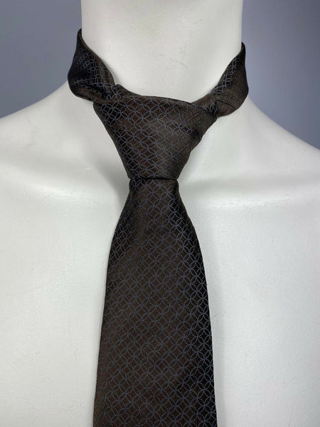 Louis Vuitton Monogram Dot Geometric Tie Men , Brown 100% Silk Authentic  Italy