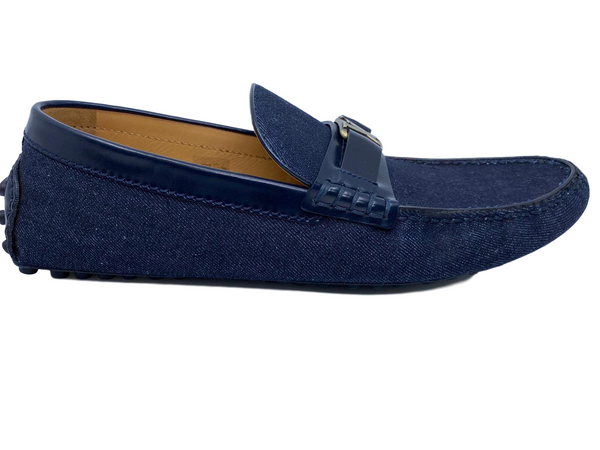 Louis Vuitton men Loafers in blue suede // Model: Hockenheim // Size: 10 //  New at 1stDibs