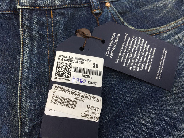 Louis Vuitton Pinstripe Denim Jeans Washed Indigo. Size 34