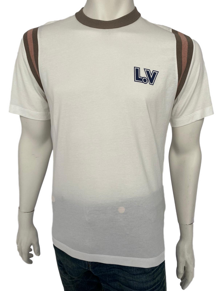 Louis Vuitton Men's White Cotton Varsity Printed Aloha T-Shirt
