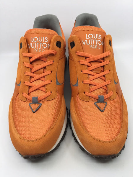 Louis Vuitton Orange Suede and Mesh Lace Up Sneakers Size 41.5