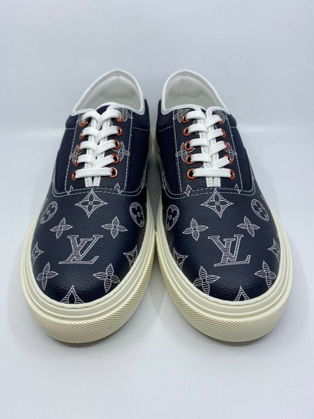 LOUIS VUITTON Monogram Denim Trocadero Richelieu Sneakers 11 Navy Blue  694261