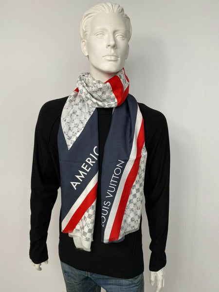 Shop Louis Vuitton DAMIER Wool Logo Scarves (M70929, M70030) by