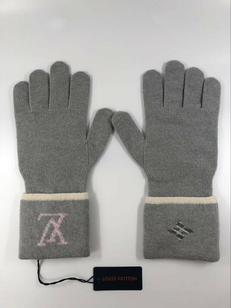 Louis Vuitton Tweed-Paneled Suede Gloves
