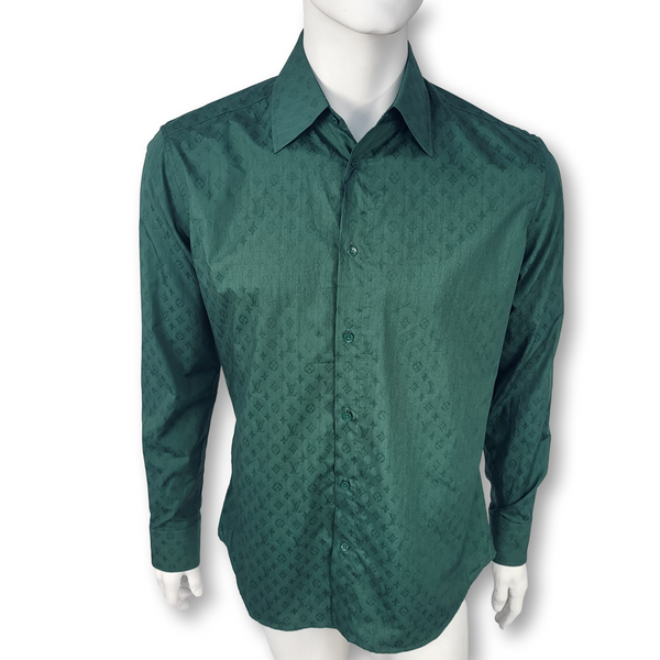 Louis Vuitton Men's Green Cotton All Over Logo Jacquard Crewneck – Luxuria  & Co.