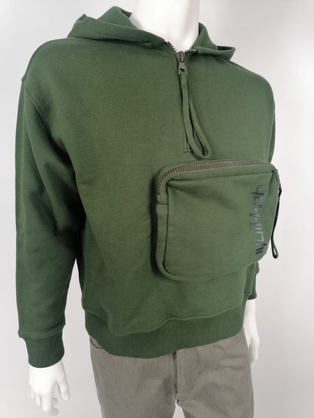 Louis Vuitton Men's Green Cotton 3D Patched Pocket Half Zipped