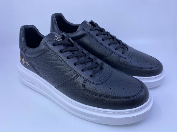 Louis Vuitton Black Leather Beverly Hills Sneakers Size 44 at 1stDibs