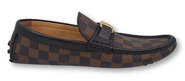 LOUIS VUITTON SHOES DAMIER LEATHER MOCCASIN 09.5 43.5 LOAFERS