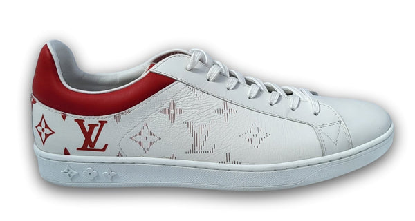 LOUIS VUITTON Calfskin Luxembourg Sneakers 10 White Red Blue