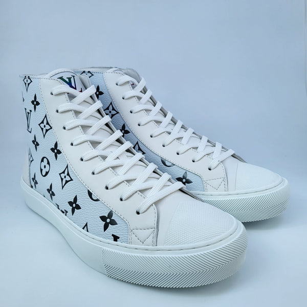 Louis Vuitton, Shoes, Louis Vuitton Lv Squad Sneaker Boot Aadt4 White  Leather Monogram Size 38 Euc