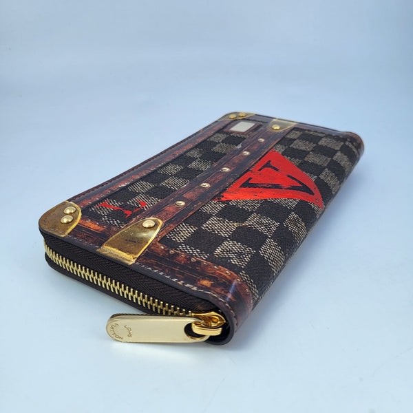 LOUIS VUITTON Transformed Damier Ebene Time Trunk Zippy Wallet Black 