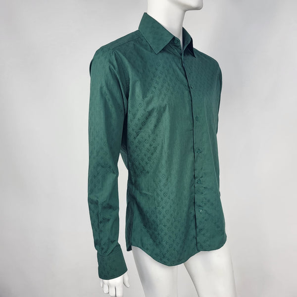 Louis Vuitton* Flocked Monogram Classic Shirt, Men's Fashion