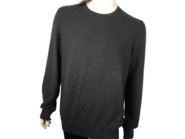 LOUIS VUITTON LV Damier Crewneck Long Sleeve Sweater For Men Grey