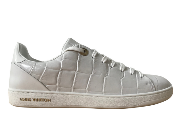 Authentic Women Louis Vuitton Frontrow Sneakers White Brown Size 38.5  EU/8.5 US