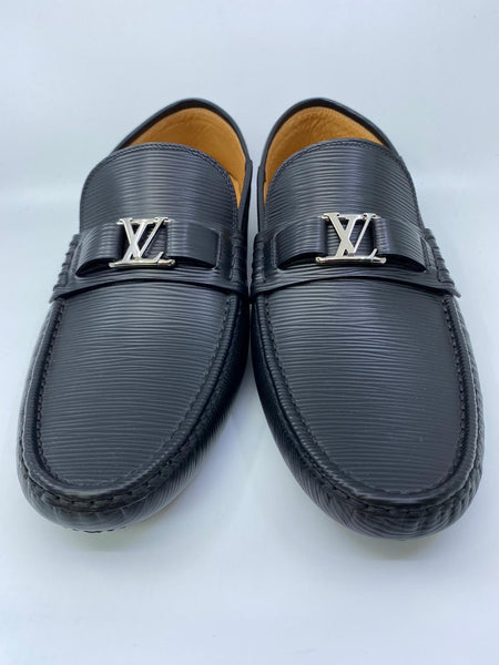 Louis Vuitton Black Damier Infini Leather Hockenheim Slip On Loafers Size 44