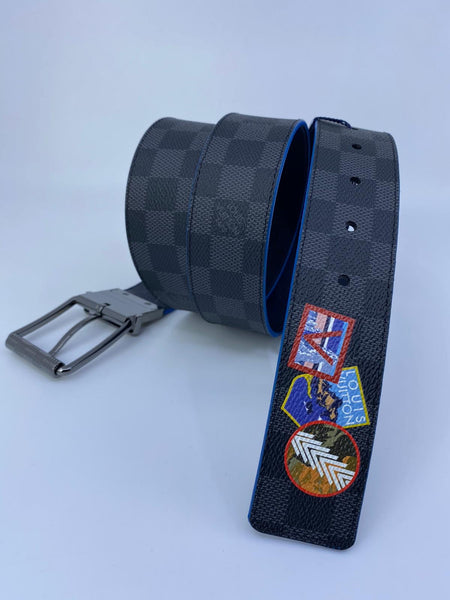 Louis Vuitton Men's Navy Damier Cobalt Reversible Belt M0954S