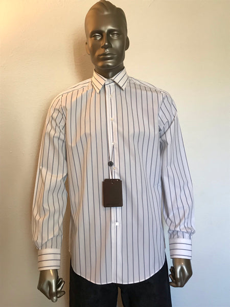 Louis Vuitton Blue Striped Cotton Long Sleeve Dress Shirt L Louis