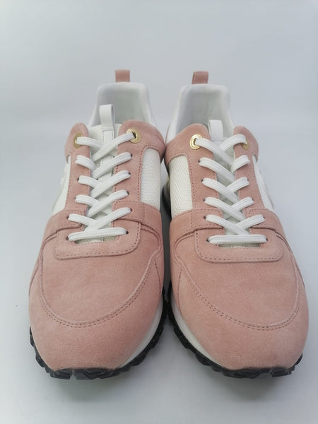 LOUIS VUITTON Suede Calfskin Run Away Sneakers 35.5 Blue Pink