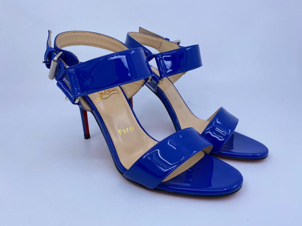 Sova 85 Patent Heel Sandal Electric Blue