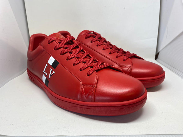 PRE LOVED] Louis Vuitton Men's Luxembourg Sneakers in White with red