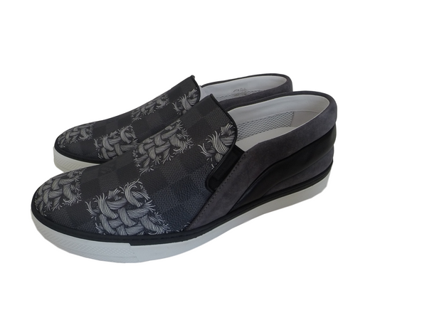 Louis Vuitton Grey Suede and Leather Twister Slip-on Sneakers Size