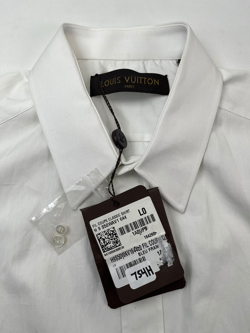 Louis Vuitton Men's White Cotton Fil Coupe LV Classic Shirt
