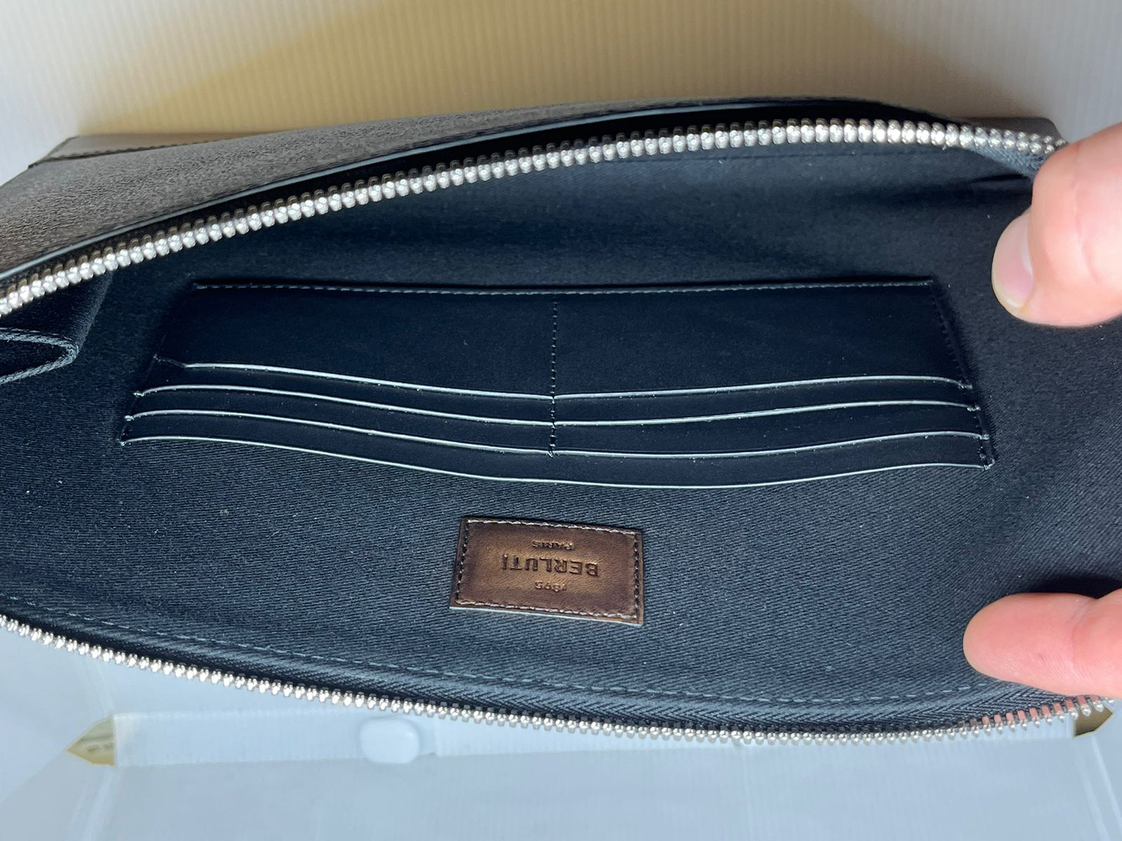 Berluti Nino GM Canvas & Leather Clutch M207348