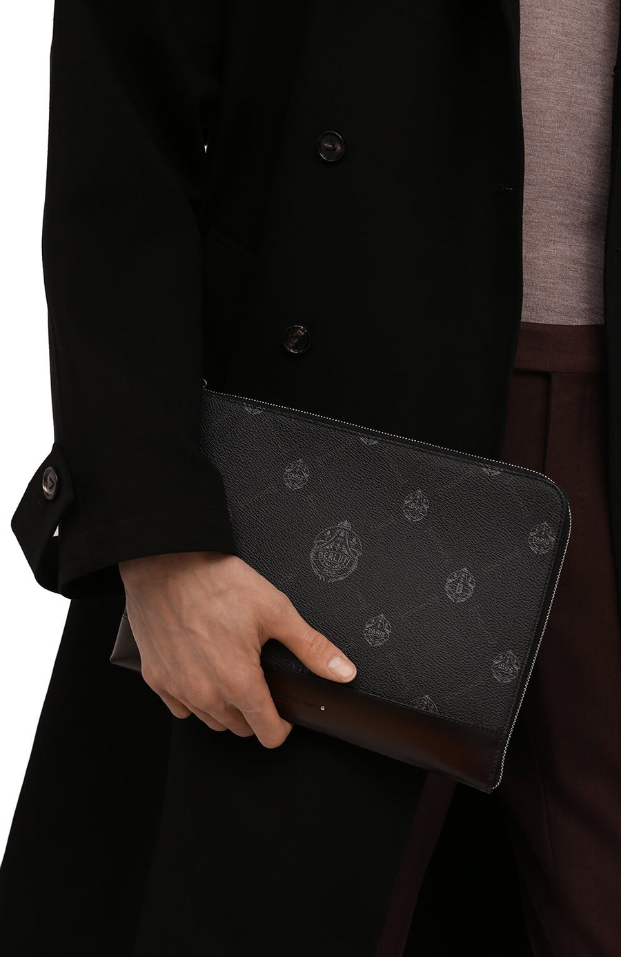 Berluti Nino GM Canvas & Leather Clutch M207348