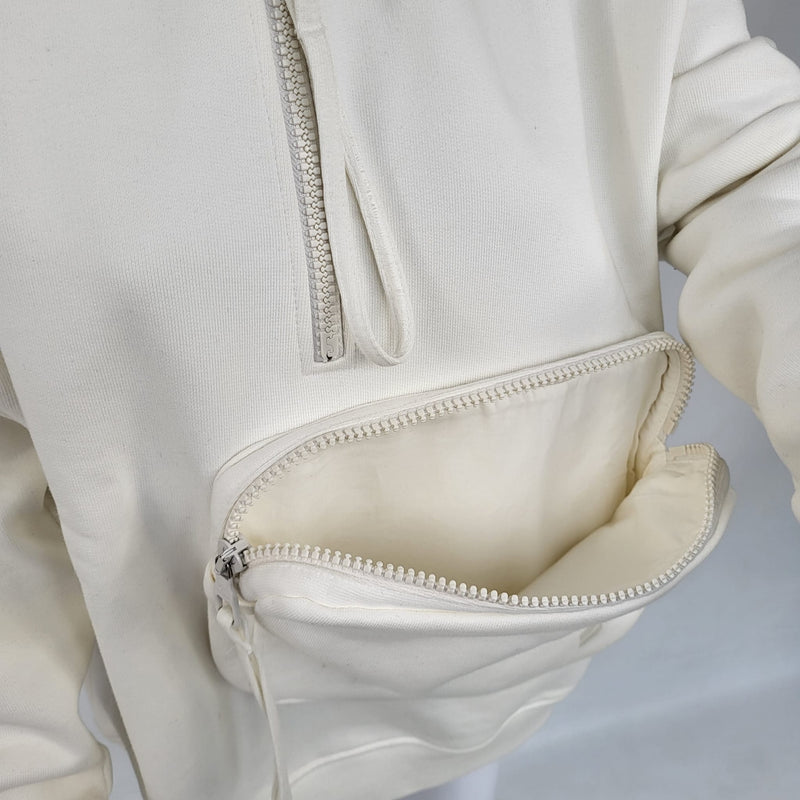 Louis Vuitton White Cotton 3D Patched Pocket Half Zipped Hoodie S Louis  Vuitton