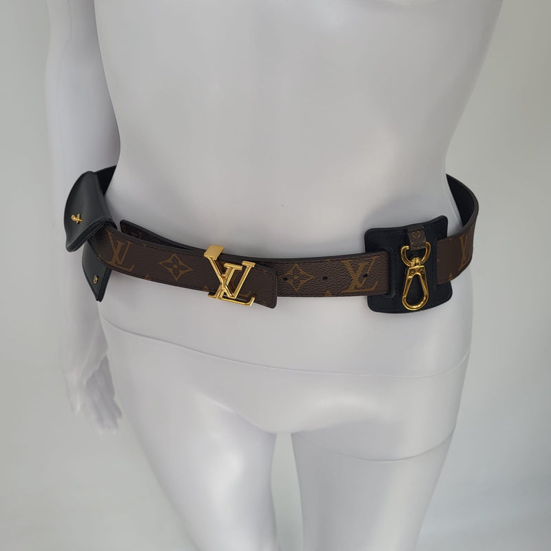 Louis Vuitton Mens Utility 35MM Belt Bag Sz 100 Monogram Eclipse Black  Leather