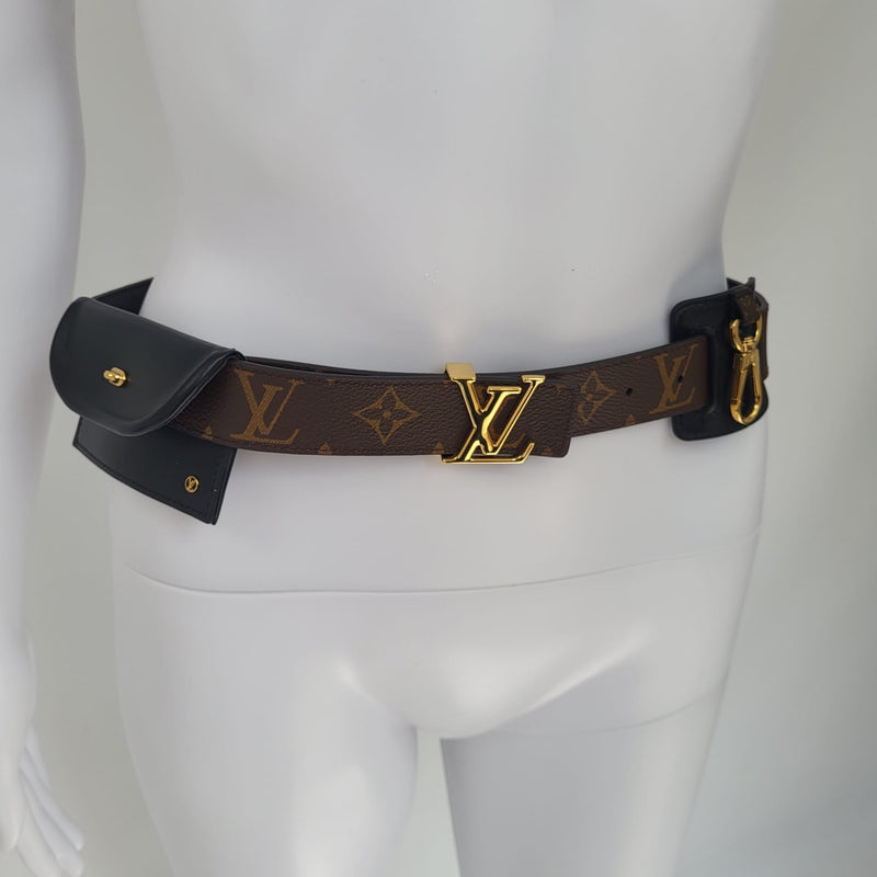 Louis Vuitton LV Tie The Knot 30mm Reversible Belt Black + Calf Leather. Size 75 cm