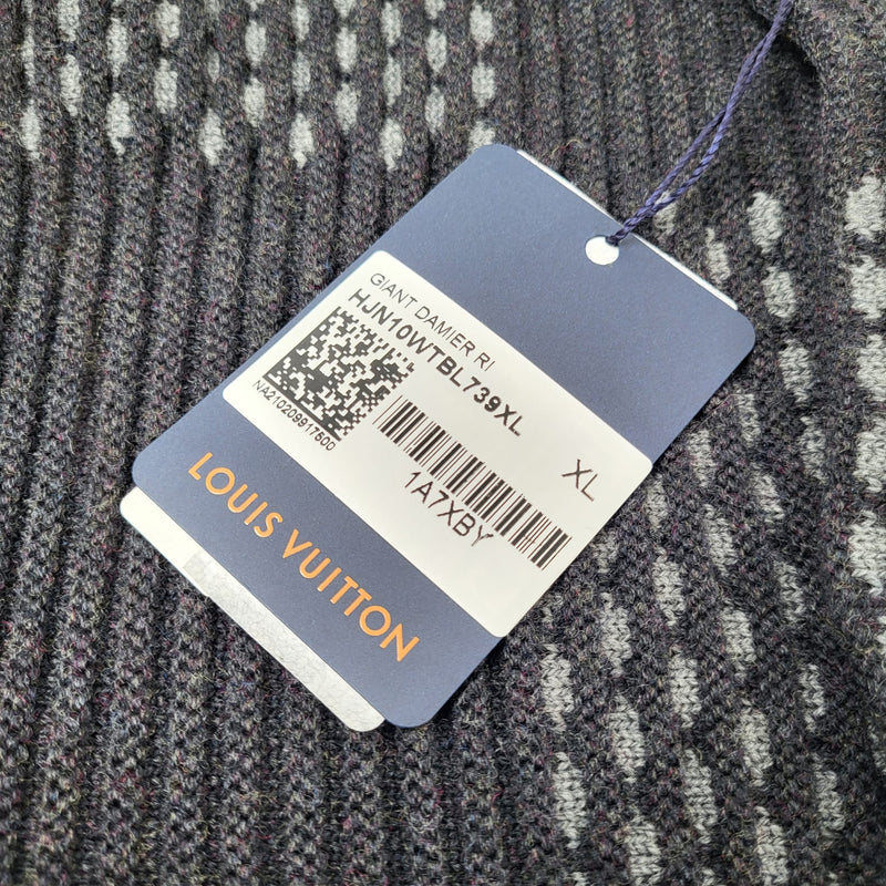 Louis Vuitton gray & burgundy wool & cashmere LV damier