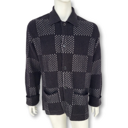 Louis Vuitton Black Weave Giant Damier Zip-up Jacket Sweater