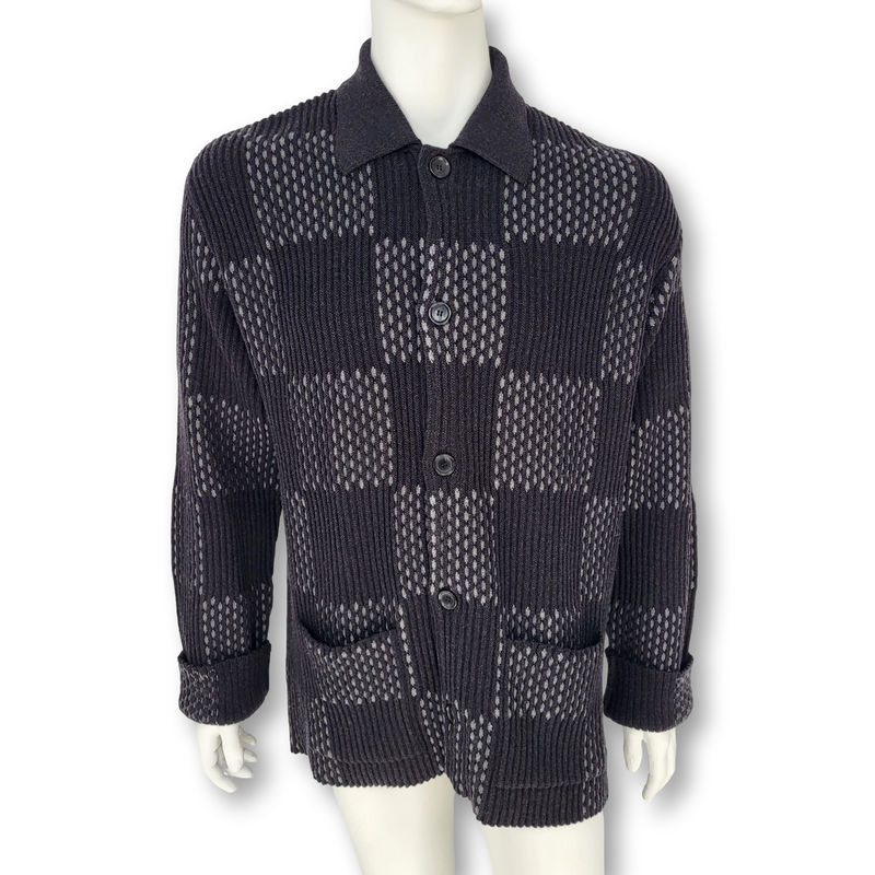 Louis Vuitton Men's Black & Gray Wool Giant Damier Rib Jacket – Luxuria &  Co.