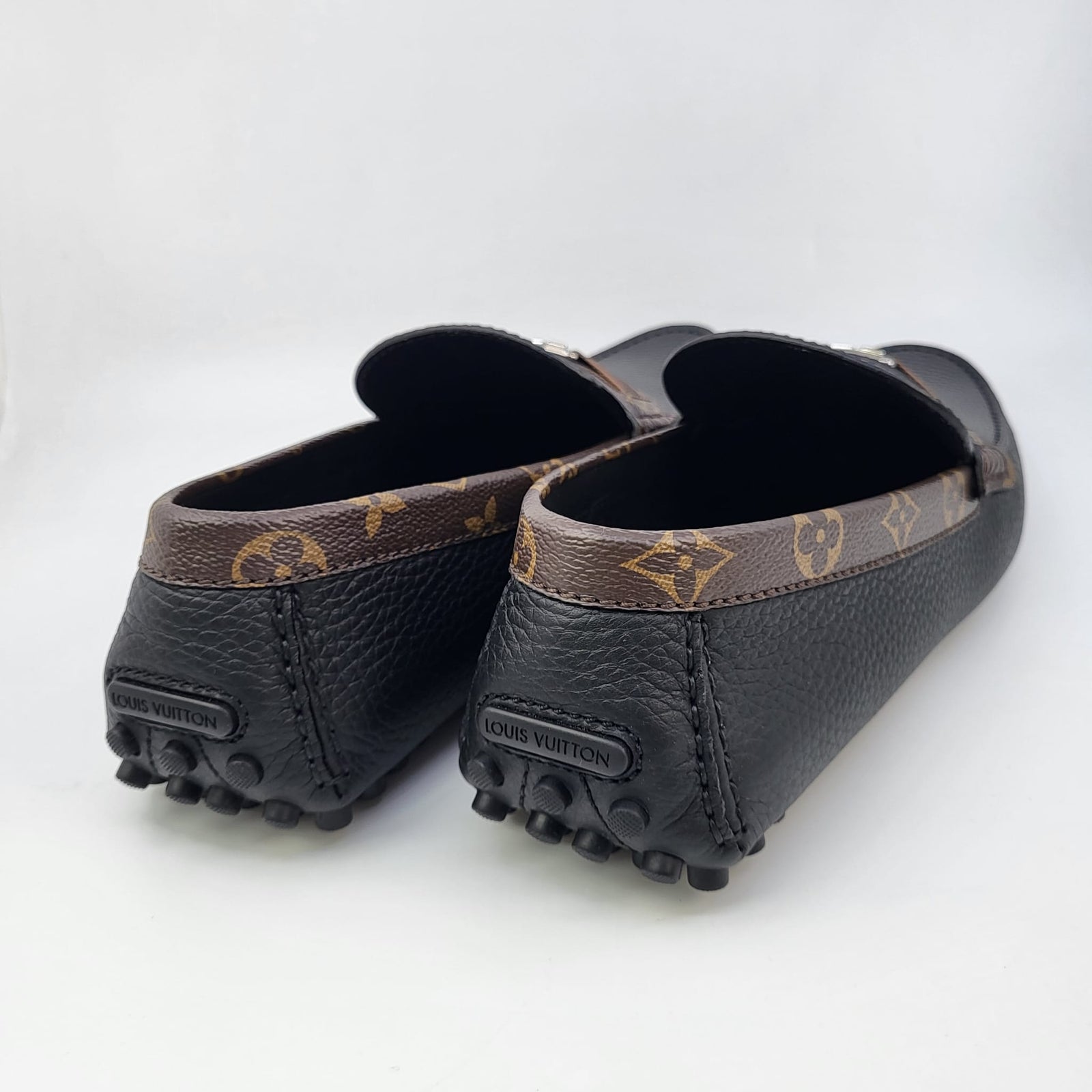 Louis Vuitton Men's Black Leather & Monogram Hockenheim Moccasin