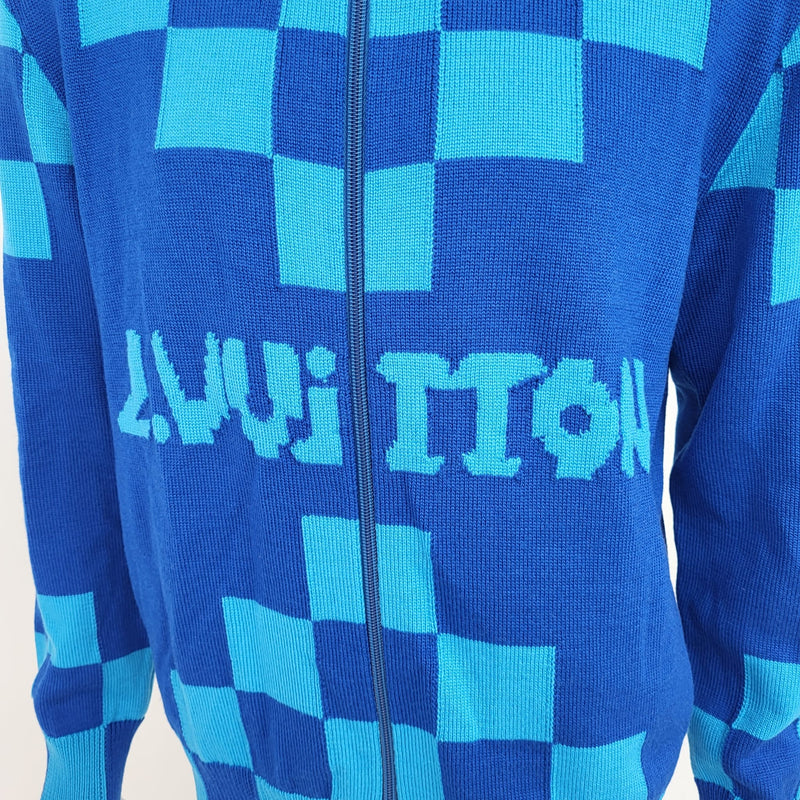 Louis Vuitton Men's Blue Wool L. Vuitton Zip Blouson Cardigan