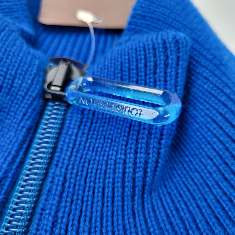 Louis Vuitton Men's Blue Wool L. Vuitton Zip Blouson Cardigan