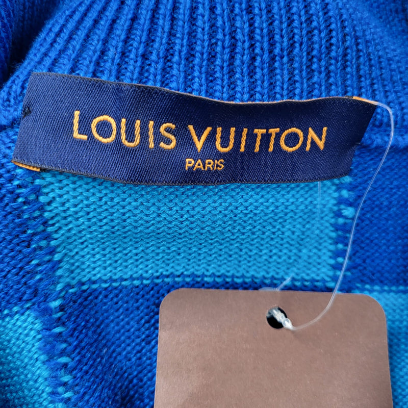 Louis Vuitton, Sweaters, Louis Vuitton Blue Monogram Pattern Velour Zip  Front Jacket Xxl