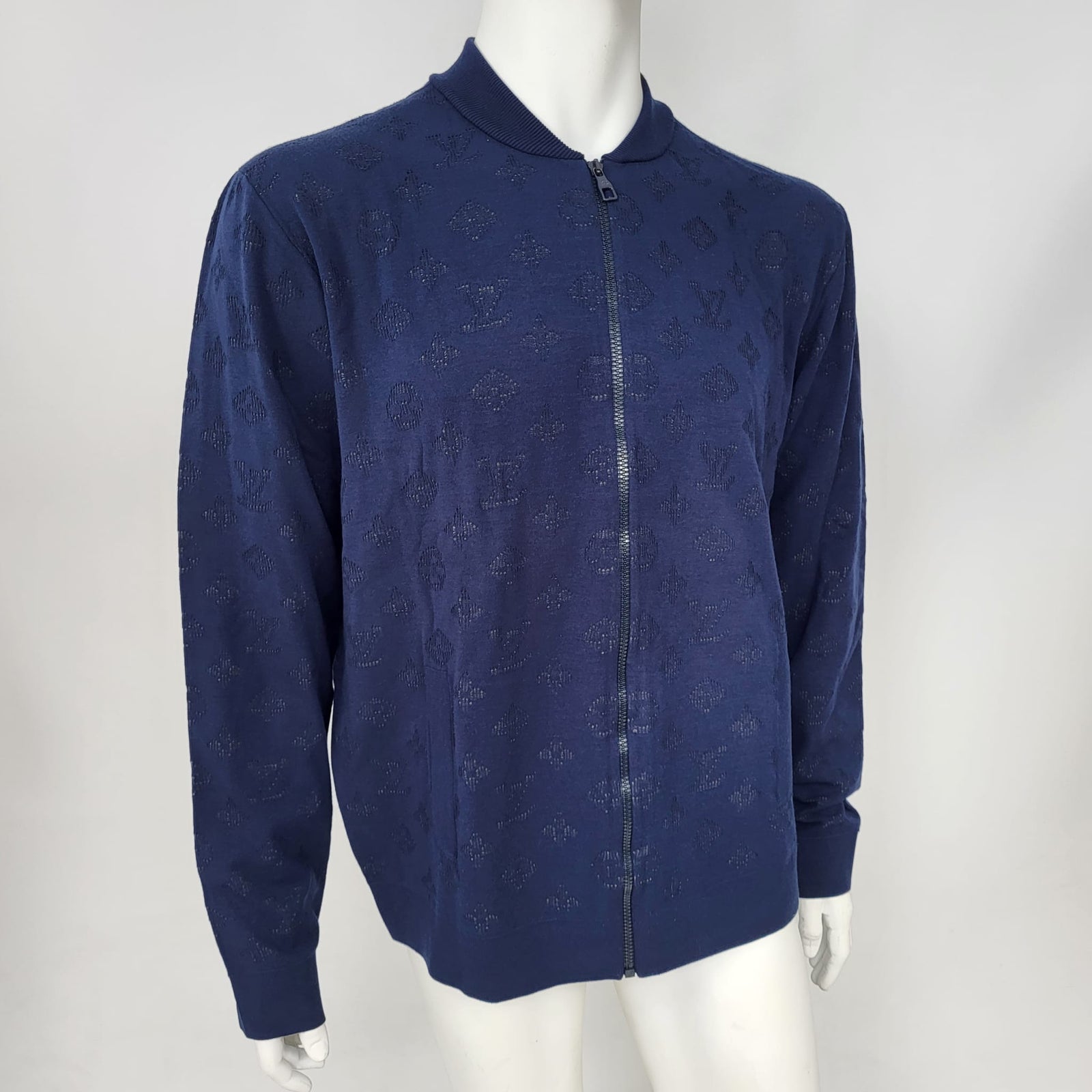 Louis Vuitton Men's Navy Cotton Blend LVSE Drop Needle Monogram