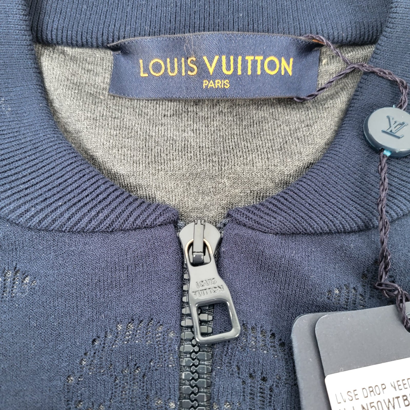 Louis Vuitton Men's Navy Cotton Blend LVSE Drop Needle Monogram