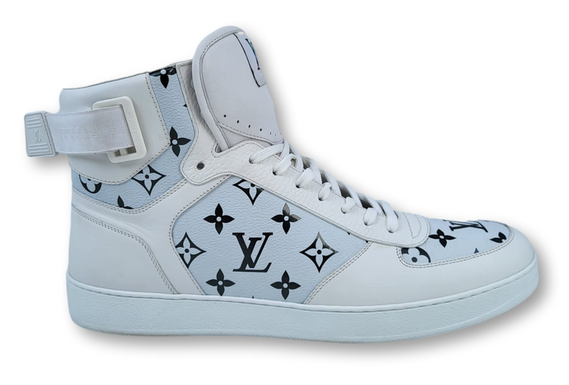 Louis Vuitton Men's White Monogram Denim Rivoli Sneaker Boot